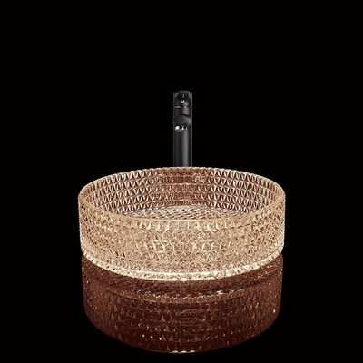 Cuenco libre del fregadero del cuarto de baño del color del té de Diamond Vanity Counter Wash Basin