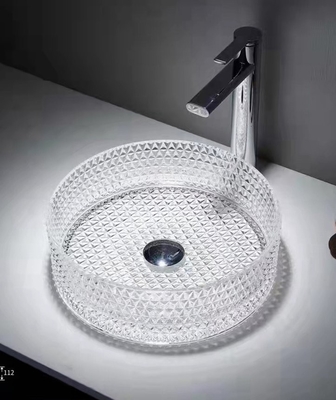 el lavabo de lavado a mano de la sobremesa de 12m m 15,5 avanza lentamente el cuenco transparente de Crystal Round Bathroom Sink Basin