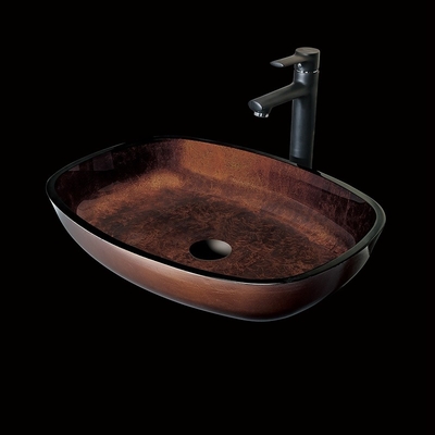 Encimera rectangular grande Brown pelirrojo del lavabo de lavado a mano del vintage del diseño moderno