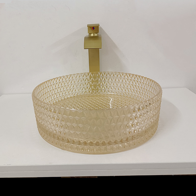 Cuarto de baño Crystal Diamond Art del cilindro de Champagne Glass Vanity Sink Bowl