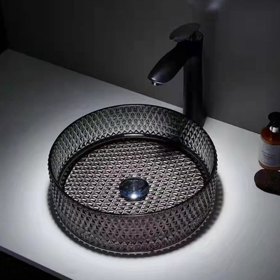 Fregadero claro transparente Diamond Crystal claro del cuarto de baño de los lavabos de cristal modernos del buque