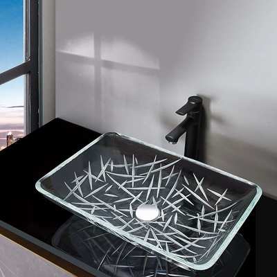 CNC que graba Super Clear resistente del rasguño rectangular de la encimera de los lavabos del cuarto de baño