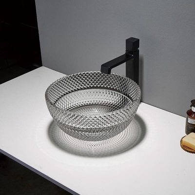 Retrete alrededor del cuarto de baño de cristal Crystal Transparent del fregadero negro del buque