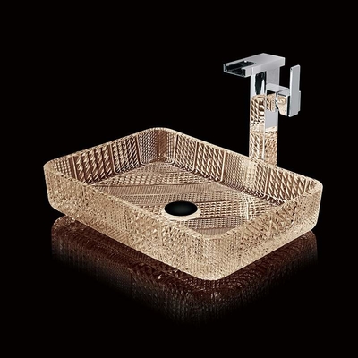 El buque rectangular profundo hunde el cuarto de baño Crystal Light Tea Color