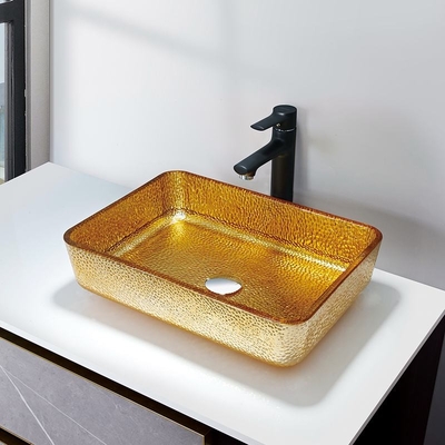 El buque rectangular del oro de lujo hunde el lavabo profundo moderno del fregadero del cuarto de baño de 4,2 pulgadas