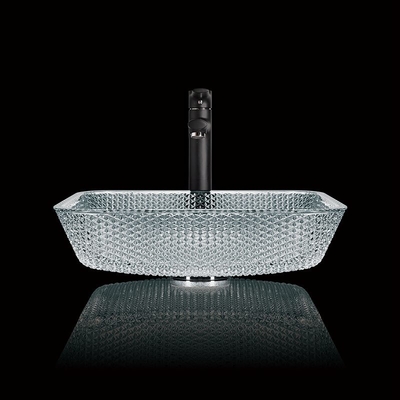 la vanidad de la encimera de la longitud de 400m m hunde el cuadrado de Crystal Clear Glass Vessel Diamond