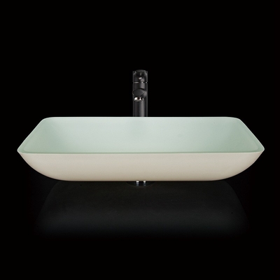 Lavabos laqueados del cuarto de baño rectangular blanco moderada 18 pulgadas del fregadero de cristal