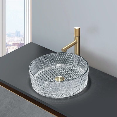 Lavabo de cristal Trace Silver Color Easy To del cuarto de baño limpio