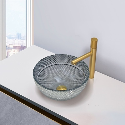 Crystal Glass Round Countertop Basin moderno para el cuarto de baño