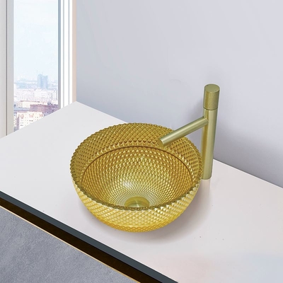 el cuarto de baño de cristal del color oro del lavabo 18K del agujero de dren de 45m m se hunde para el hotel casero