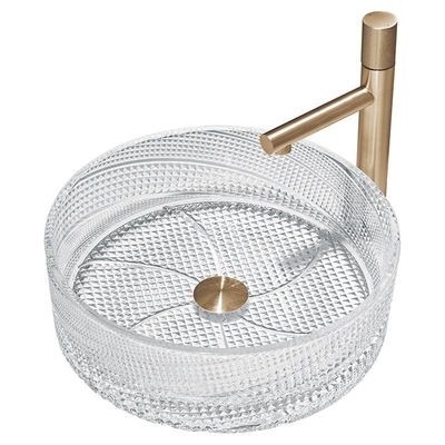 Lavabos de cristal claros superficiales del buque de la tela cruzada para el hotel del cuarto de baño