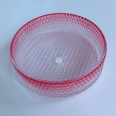 Cuenco de cristal rojo del lavabo de la pendiente moderna que funde a Crystal Bathroom Vanity Sink a troquel