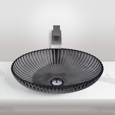 Lavabos de cristal lisos del recipiente del modelo de la raya del hielo de CUPC para la decoración casera