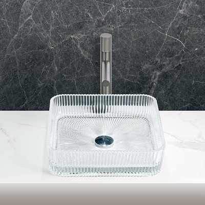 Cuenca de lavado de baño rectangular transparente espesor 12 mm Durabilidad duradera