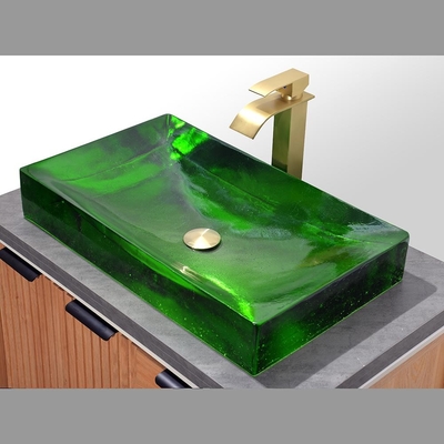 Proyecto de baños de hoteles de vidrio acristalado con lavabos de baño de basura