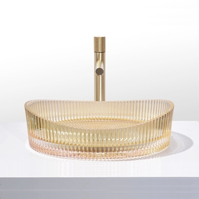 Cuencas de recipientes de cristal de vidrio con recubrimiento electroplacado de color oro rico sin montaje de agujeros