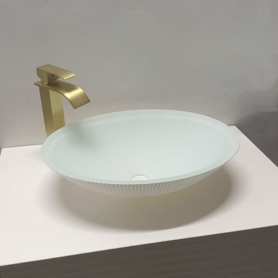 Cuenca de lavado de vidrio moderno diseño elegante superficie resistente a los arañazos