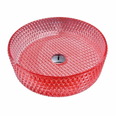 Fregaderos del buque del cuarto de baño del lavabo de Crystal Glass Red Hand Wash