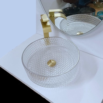 Cuenco de cristal artístico derecho libre del buque del lavabo de cristal de 10 pulgadas con el borde de plata