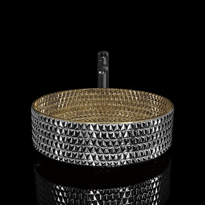 Color oro único de Crystal Glass Vessel Sinks British del lavabo redondo artístico de la encimera