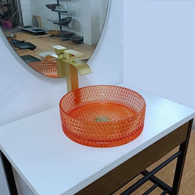 El fregadero del buque del cuarto de baño rueda lavabo contrario de Italia de la sobremesa de gama alta de cristal del diseño