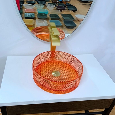 El fregadero del buque del cuarto de baño rueda lavabo contrario de Italia de la sobremesa de gama alta de cristal del diseño