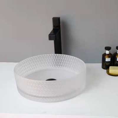 Parte alta ácida Crystal Diamond de la vanidad 12m m de Matt Glass Vessel Basins Bathroom