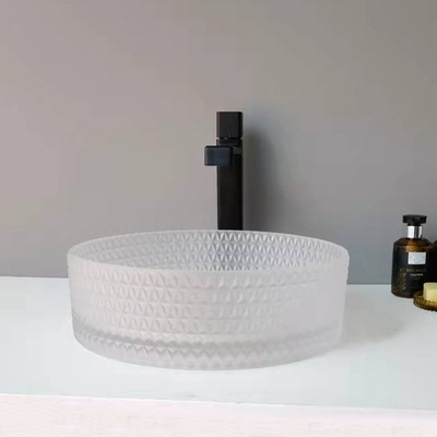 Parte alta ácida Crystal Diamond de la vanidad 12m m de Matt Glass Vessel Basins Bathroom