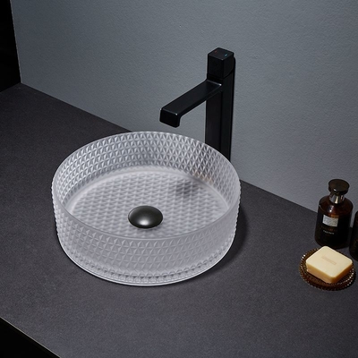 Parte alta ácida Crystal Diamond de la vanidad 12m m de Matt Glass Vessel Basins Bathroom