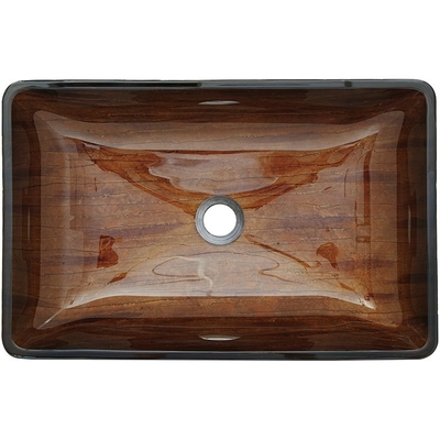 El fregadero 12m m del cuarto de baño de Brown oscuro de 22 pulgadas moderó el vidrio rectangular con un grifo liso del buque