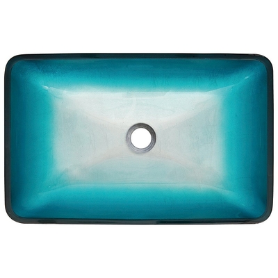 Fregadero azul de cristal moderado 560 * 360 * 110m m del buque del rectángulo con el grifo
