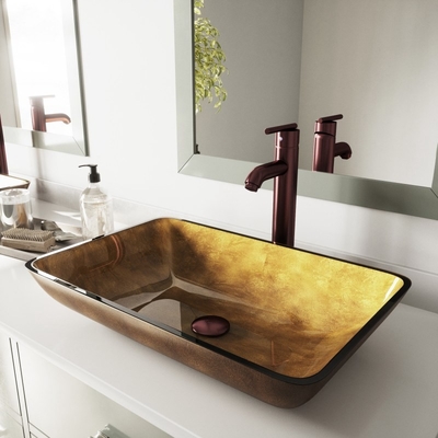 Tamaño estándar moderado limpio fácil del buque del fregadero de Brown del lavabo pelirrojo de cristal de la sobremesa