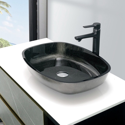 Grabado de cristal resistente del color verde del lavabo de la sobremesa del rasguño moderno