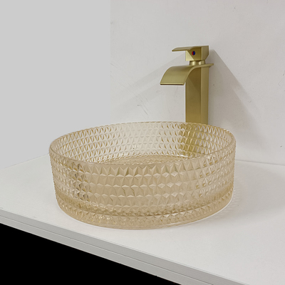 Cuarto de baño Crystal Diamond Art del cilindro de Champagne Glass Vanity Sink Bowl
