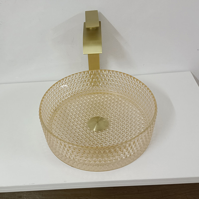 Cuarto de baño Crystal Diamond Art del cilindro de Champagne Glass Vanity Sink Bowl