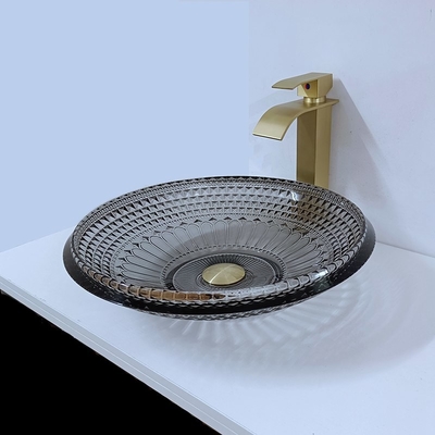 Lavabo bajo transparente moderno alrededor de cuarto de baño negro del fregadero del cuenco de 19m m