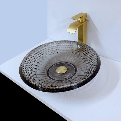 Lavabo bajo transparente moderno alrededor de cuarto de baño negro del fregadero del cuenco de 19m m