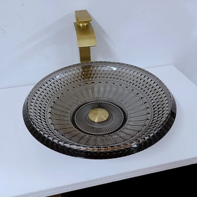 Lavabo bajo transparente moderno alrededor de cuarto de baño negro del fregadero del cuenco de 19m m
