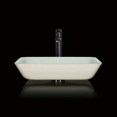 Pedestal sobre encimera rectangular contraria del cuarto de baño del bol de vidrio del fregadero del buque