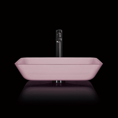 Vidrio moderado rectangular Matt ácido del cuarto de baño de los lavabos rosados de la encimera