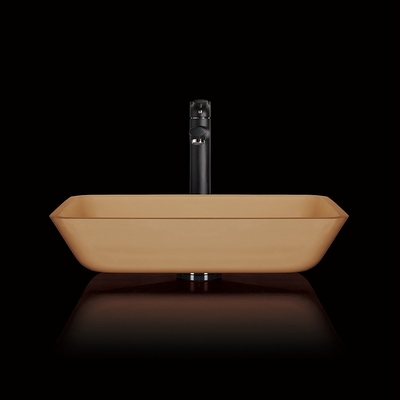 El fregadero contrario antedicho rectangular del cuarto de baño rueda el buque de cristal Matt ácido de buen gusto de Brown