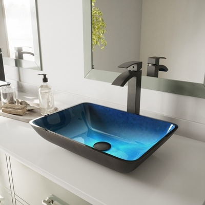 El cuarto de baño rectangular del lavabo de mano del lavado de la turquesa hunde el soporte superior