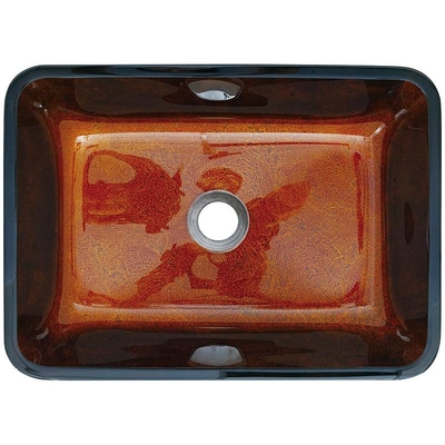Brown pelirrojo moderó el sólido rectangular de la sobremesa del cuenco de cristal del lavabo