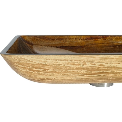 Los lavabos rectangulares del cuarto de baño del OEM raspan el fregadero de cristal moderado hecho a mano del buque de Brown