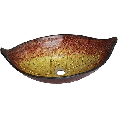 el óvalo de la forma de hoja del fregadero 180m m del cuarto de baño de la obra clásica de 12m m forma el cobre del oro del lavabo de la sobremesa