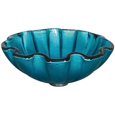 Forma verde moderada ronda de la flor de la encimera del cuarto de baño 150m m del cuenco de cristal del lavabo