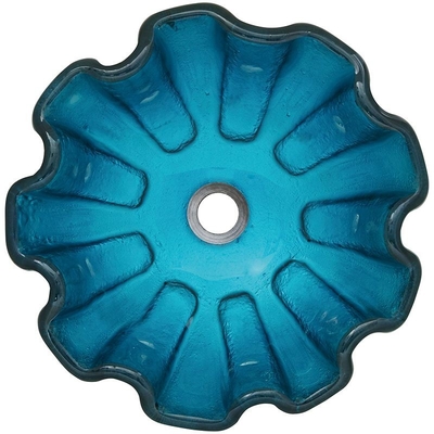 Forma verde moderada ronda de la flor de la encimera del cuarto de baño 150m m del cuenco de cristal del lavabo