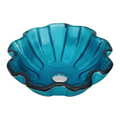 Forma verde moderada ronda de la flor de la encimera del cuarto de baño 150m m del cuenco de cristal del lavabo