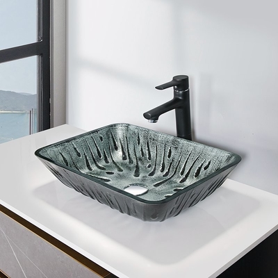 Mano del derretimiento de Gray Rectangular Vessel Sink Hot que dibuja el fregadero de cristal moderado de la vanidad