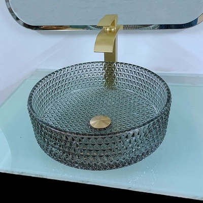 Altura de cristal de la sobremesa 120m m del negro del lavabo de la encimera moderna artística